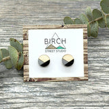 Wood Stud Earrings - Hypoallergenic Surgical Steel Posts | Hand Painted Black Grey Studs  (GR)