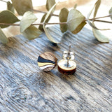 Wood Stud Earrings Small Round Retro Wave | Hand Painted Birch & Maple Jewelry  (RR)