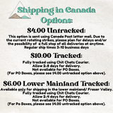 The image provides shipping options in Canada, including different tracking prices for various shipping methods.