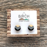 Wood Stud Earrings - Geometric Round Chevron Design | Lightweight, Hypoallergenic Jewelry  (CHEVR)
