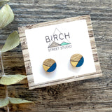 Wooden Stud Earrings - Geometric Small Round Studs | Minimalist Unique Jewelry Gift  (GR)