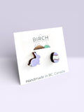 Easter Stud Earrings, Bunny & Egg Earrings, Wooden Hypoallergenic Studs, Cute Pastel Easter Gift, Nickel Free Surgical Steel