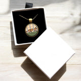Wood Fox Pendant, Hand Painted Fox Necklace, Fox in Birch Tree Forest,
