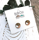 Wooden Stud Earrings – Small Round Studs | Geometric Minimalist Jewelry Gift For Her  (GR)