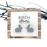 Bunny Rabbit Earrings - Hand Painted Wooden Studs with Surgical Steel Posts  (AN)