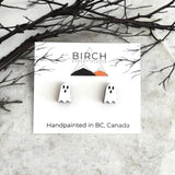 Bat Earrings – Wooden Halloween Studs | Hand Painted Bat Jewelry | Gothic Earrings with Surgical Steel Posts