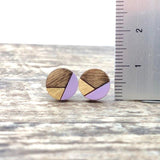 Wooden Stud Earrings – Geometric Small Round Studs | Minimalist Unique Jewelry Gift  (GR)