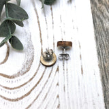 Wooden Stud Earrings – Small Round Studs | Geometric Minimalist Jewelry Gift For Her  (GR)