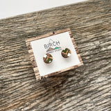 Wood Stud Earrings, Round Wooden Studs, Small geometric earrings, Moss Green Earrings, Gifts for Her, Mother’s Day Gift, Hypoallergenic