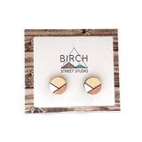 Wooden Stud Earrings – Small Round Studs | Geometric Minimalist Jewelry Gift For Her  (GR)