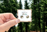 Wood Stud Earrings, Round Wooden Studs, Small geometric earrings, Moss Green Earrings, Gifts for Her, Mother’s Day Gift, Hypoallergenic