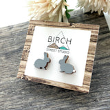 Bunny Rabbit Earrings - Hand Painted Wooden Studs with Surgical Steel Posts  (AN)