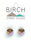 Wooden Stud Earrings – Geometric Small Round Studs | Minimalist Unique Jewelry Gift  (GR)
