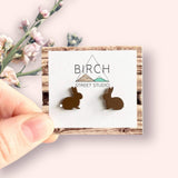 Bunny Rabbit Earrings - Hand Painted Wooden Studs with Surgical Steel Posts  (AN)