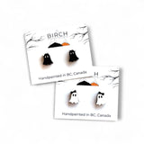 Ghost Stud Earrings, Boojee Ghosts with Bow, Halloween Earrings, Wood Studs with Hypoallergenic Posts, Hand Painted Earrings, Cute Ghosts