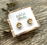 Mountain Earrings, Mountain Stud Earrings, Wood Earrings, Mountain Jewelry, Canada Earrings, Women's Earrings, Mens Earrings, Nature Earring