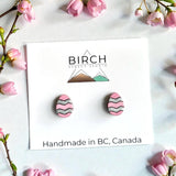 Easter egg Stud Earrings, Easter Gift, Wooden Hypoallergenic Studs, Cute Pastel Easter Jewelry, Nickel Free Surgical Steel