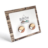 Wooden Stud Earrings – Small Round Studs | Geometric Minimalist Jewelry Gift For Her  (GR)