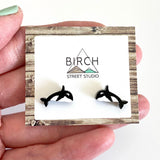 Orca Earrings - Hand Painted Wood Stud Earrings | Hypoallergenic Animal Jewelry  (AN)