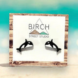 Orca Earrings - Hand Painted Wood Stud Earrings | Hypoallergenic Animal Jewelry  (AN)