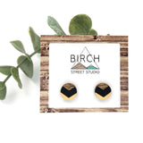 Wood Stud Earrings - Black Gold Chevron Design with Hypoallergenic Posts  (CHEVR)
