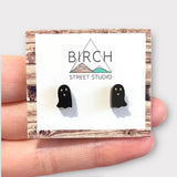Ghost Earrings, Halloween Earrings, Cat Ghost Earrings, Black Ghost Earrings, White Ghost Earrings