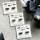 Bat Earrings – Wooden Halloween Studs | Hand Painted Bat Jewelry | Gothic Earrings with Surgical Steel Posts