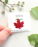 Canada Maple Leaf Pin, Canada Day Brooch, Hand Painted Maple Wood