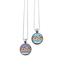 Coastal Mountain Pendant, Hand painted Wooden Mountain Necklace
