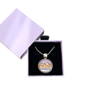 Coastal Mountain Pendant, Hand painted Wooden Mountain Necklace