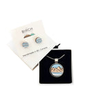 Coastal Mountain Pendant, Hand painted Wooden Mountain Necklace