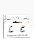 "Boo-jee" Ghost Stud Earrings - Halloween Wood Earrings