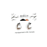 "Boo-jee" Ghost Stud Earrings - Halloween Wood Earrings
