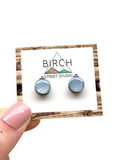 Iridescent Bauble Ornament Studs - Light Blue w/Silver Winter Foliage