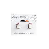 "Boo-jee" Ghost Stud Earrings - Halloween Wood Earrings