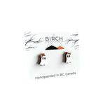 "Boo-jee" Ghost Stud Earrings - Halloween Wood Earrings
