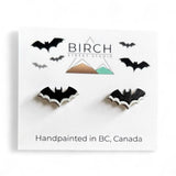 Bat Earrings – Wooden Halloween Studs | Hand Painted Bat Jewelry | Gothic Earrings with Surgical Steel Posts