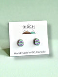 Easter egg Stud Earrings, Easter Gift, Wooden Hypoallergenic Studs, Cute Pastel Easter Jewelry, Nickel Free Surgical Steel