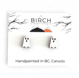 Bat Earrings – Wooden Halloween Studs | Hand Painted Bat Jewelry | Gothic Earrings with Surgical Steel Posts