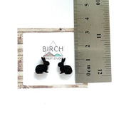 Bunny Rabbit Earrings - Hand Painted Wooden Studs with Surgical Steel Posts  (AN)
