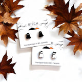 Ghost Stud Earrings, Boojee Ghosts with Bow, Halloween Earrings, Wood Studs with Hypoallergenic Posts, Hand Painted Earrings, Cute Ghosts