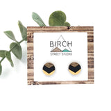 Wood Stud Earrings - Black Gold Chevron Design with Hypoallergenic Posts  (CHEVR)