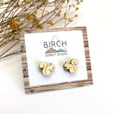 Squirrel Earrings – Handmade Wood Stud Earrings | Hypoallergenic Post Jewelry  (AN)