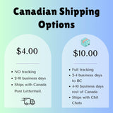 a pricing sheet for canadian shipping options