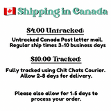 The image is a shipping label for Canadian mail, providing information about shipping costs and tracking options.