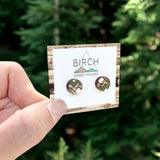 Wood Stud Earrings, Round Wooden Studs, Small geometric earrings, Moss Green Earrings, Gifts for Her, Mother’s Day Gift, Hypoallergenic