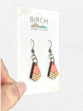 Dangle Earrings, Colourful Earrings, Wood Earrings, Wooden Jewelry, Geometric Earrings, Summer Earrings, Made in Canada, Bright Pink Earring