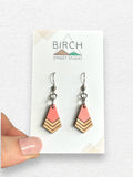 Dangle Earrings, Colourful Earrings, Wood Earrings, Wooden Jewelry, Geometric Earrings, Summer Earrings, Made in Canada, Bright Pink Earring