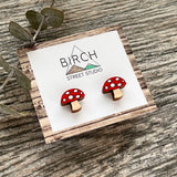 Mushroom Earrings | Wood Stud Earrings