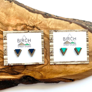 "Raleigh" - Triangle studs - Navy or Mint